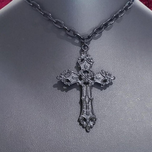 Gothic Black Cross Choker 021-CC - Picture 6 of 6